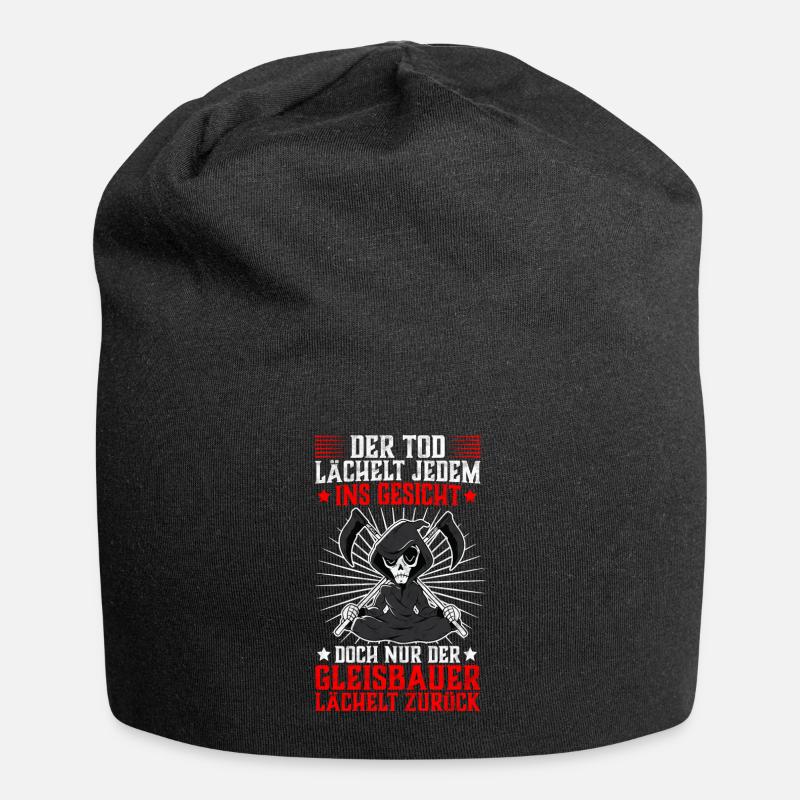 Der Gleisbauer lächelt zurück Gleisbau Spruch - Jersey-Beanie - Schwarz