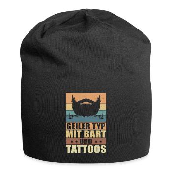 Geiler Typ mit Bart Tattoos Bartträger Geschenk - Jersey-Beanie - Schwarz - Vorne