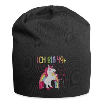 50 Jahre Einhorn ich bin 49+ 50. Geburtstag - Jersey-Beanie - Schwarz - Vorne