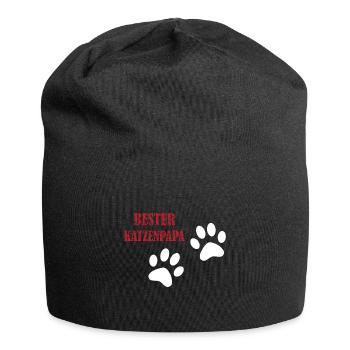 Katzenpapa - Jersey-Beanie - Schwarz - Vorne