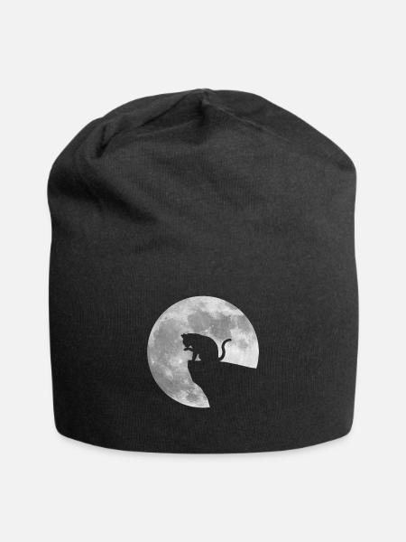 Mond Katze - Jersey-Beanie - Schwarz