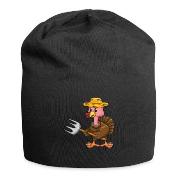 Agriculteur Dinde - Bonnet en jersey - noir - Devant