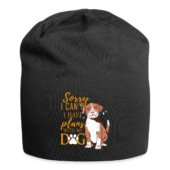 Occupé avec mon chien chien gardien chien amour - Bonnet en jersey - noir - Devant