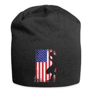 Amerikanischer Cowboy mit Flagge der USA - Jersey-Beanie - Schwarz - Vorne