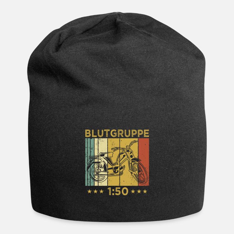 Mofa Vintage Geschenk 2 Takter Mokick Moped - Jersey-Beanie - Schwarz