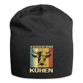 Lustiges Kuh Landwirt Bäuerin Kühe Geschenk - Jersey-Beanie - Schwarz - Vorne