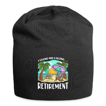 Retirement beach holiday pension palm trees sun sea - Jersey Beanie - black - Front