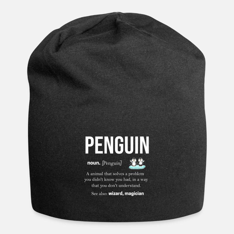Pinguin - Jersey-Beanie - Schwarz