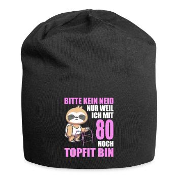 80. Geburtstag 80 Jahre Faultier Faultiere - Jersey-Beanie - Schwarz - Vorne