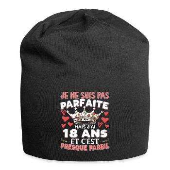 Anniv 18 ans Anniversaire Fille Humour - Bonnet en jersey - noir - Devant