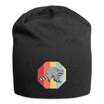Waschbär Racoon Tier Geschenk Frettchen Marder - Jersey-Beanie - Schwarz - Vorne