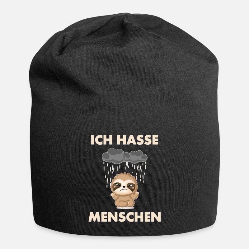 Ich hasse Menschen Faultier - Jersey-Beanie - Schwarz