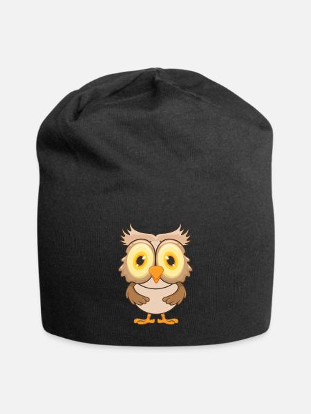 Eule - Jersey-Beanie - Schwarz