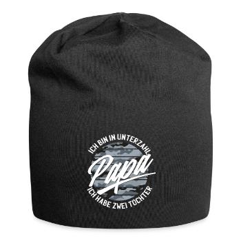 Papa Zwei Töchter Zwillinge Vater Camouflage - Jersey-Beanie - Schwarz - Vorne