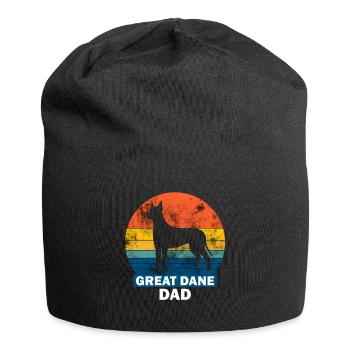 Great Dane Dad Mastiff Silhouette Retro Circle Grunge - Jersey Beanie - black - Front