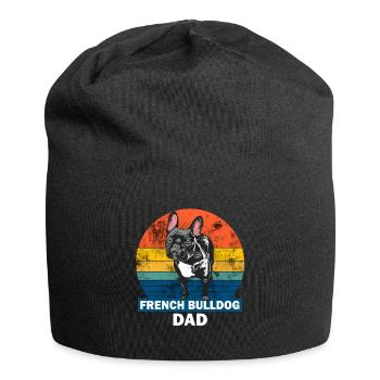 French Bulldog Dad Retro Grunge - Jersey Beanie - black - Front
