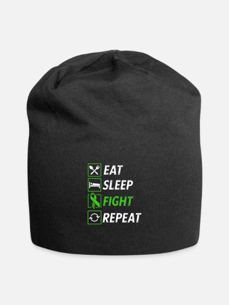 Eat sleep fight non hodgkin lymphoma cancer - Jersey Beanie - black