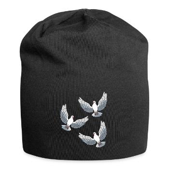 Taube Tauben Vogelabbildung Vogel Vögel - Jersey-Beanie - Schwarz - Vorne