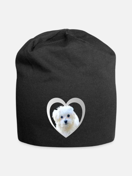 I Love my Malteser - Herz - Malteser - Jersey-Beanie - Schwarz