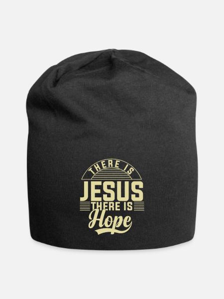 THERE IS JESUS THERE IS HOPE - Jersey Beanie - black