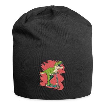 Ein cooler Dinosaurier auf einem Roller Tretroller - Jersey-Beanie - Schwarz - Vorne