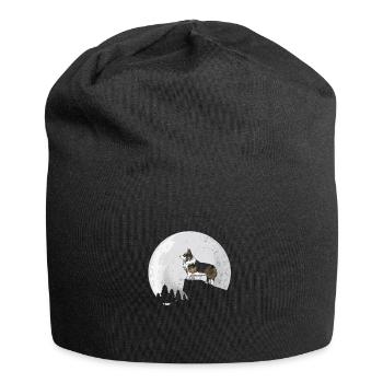 Cardigan Welsh Corgi Corgie Chiens Cadeau lune - Bonnet en jersey - noir - Devant