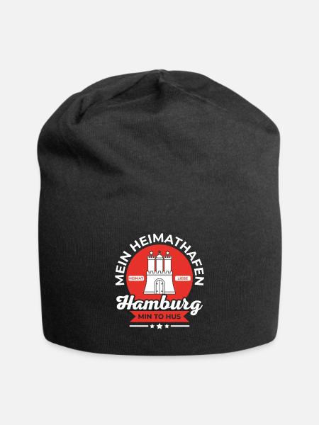 Mein heimathafen hamburg Geschenk Moin Sprüche - Jersey-Beanie - Schwarz