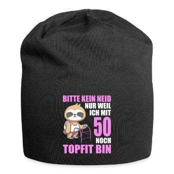 50. Geburtstag 50 Jahre Faultier Faultiere - Jersey-Beanie - Schwarz - Vorne