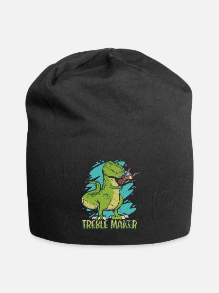 Treble Maker Funny dinosaur playing the violin - Jersey Beanie - black