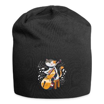 Sweet cat plays double bass bassist - Jersey Beanie - black - Front
