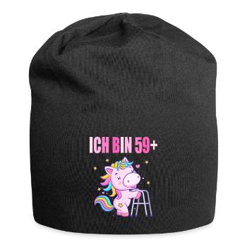 60 Jahre Einhorn ich bin 59+ 60. Geburtstag - Jersey-Beanie - Schwarz - Vorne