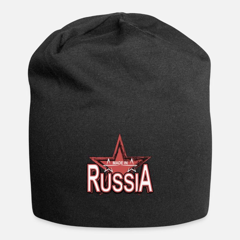 MADE in Russia Schrift mit Stern - Jersey-Beanie - Schwarz