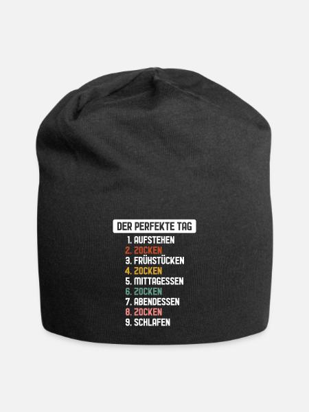 Mann Frau zocken Der Perfekte Tag Zocker Gamer - Jersey-Beanie - Schwarz