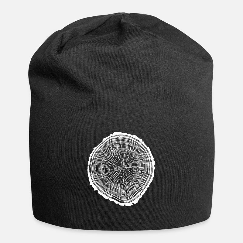 Wooden disc with bark - Jersey Beanie - black