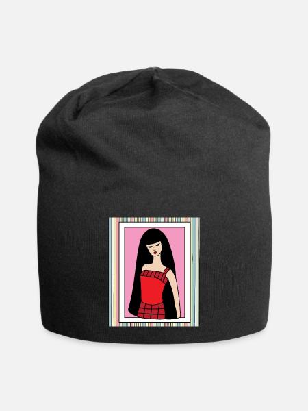 Poupée rétro coloré - Bonnet en jersey - noir