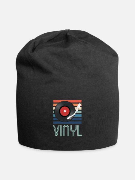 Schallplattenspieler - Jersey-Beanie - Schwarz