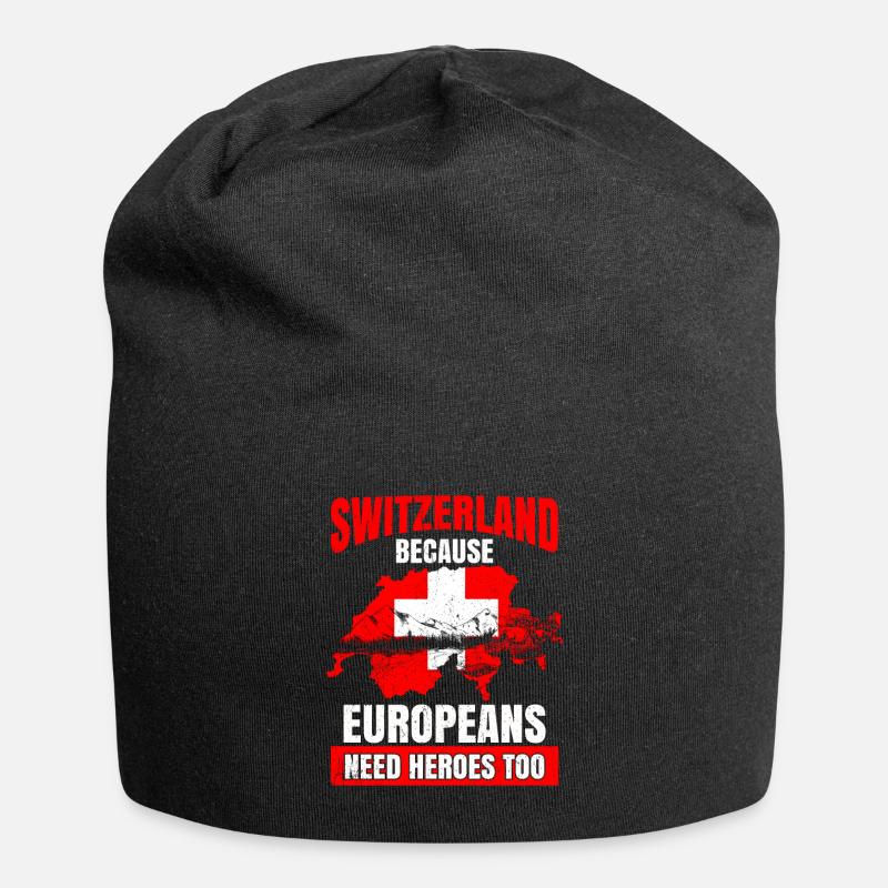 Schweiz - Jersey-Beanie - Schwarz