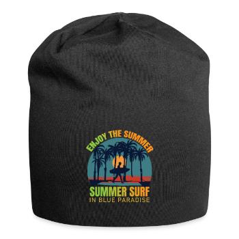 Surfer Surfboard Vintage Summer Surf - Jersey Beanie - black - Front