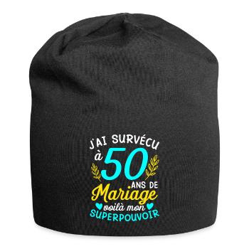 50e Anniversaire De Mariage Humour Cadeau - Bonnet en jersey - noir - Devant