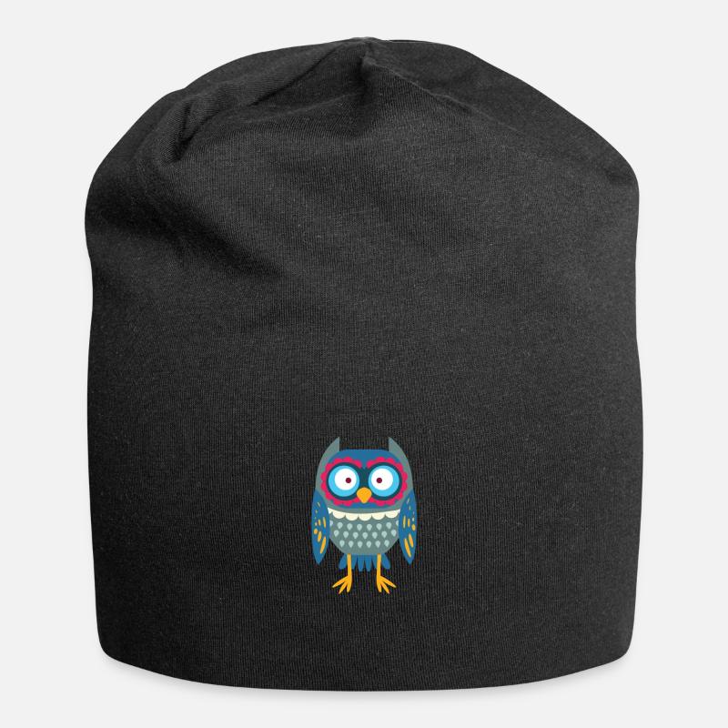 Eule - Jersey-Beanie - Schwarz