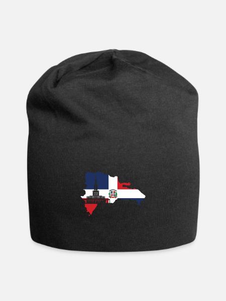 Dominikanische Republik Flagge - Jersey-Beanie - Schwarz