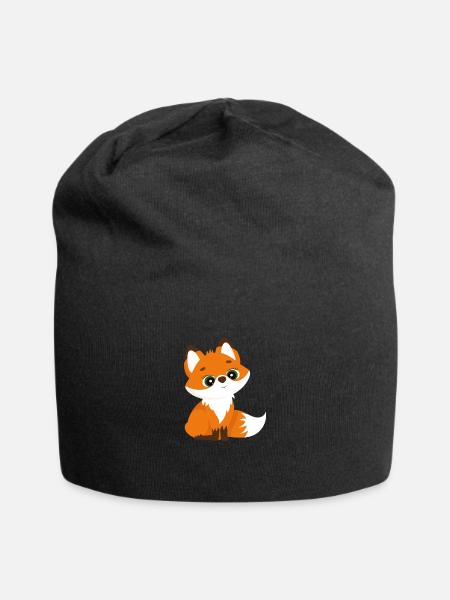Niedlicher Fuchs mit großen Augen Fox - Jersey-Beanie - Schwarz