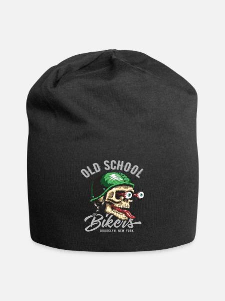 Oldschool Biker cool biker - Jersey Beanie - black