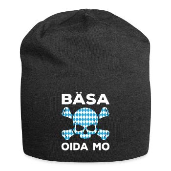 Lustige Bayrische Sprüche Totenkopf Schädel - Jersey-Beanie - Anthrazit - Vorne