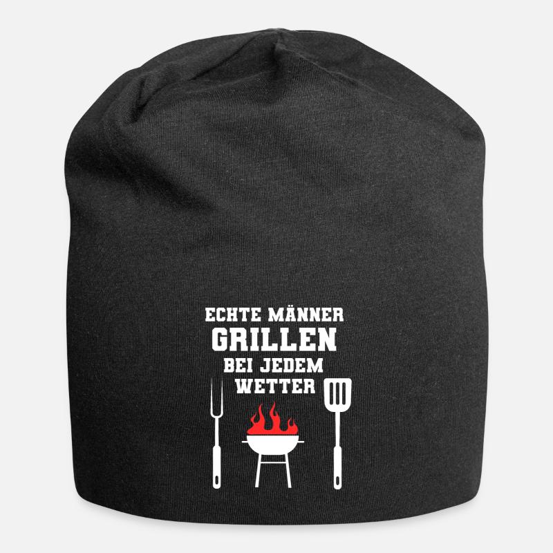 Echte Männer Grillmeister Grill Grillen Geschenk - Jersey-Beanie - Schwarz