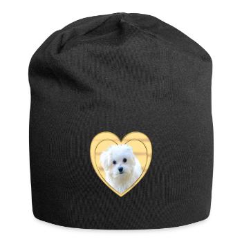 Maltese - Maltese Dog - Heart - Jersey Beanie - black - Front