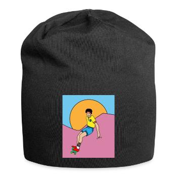 Retro Skateboarder & Skater Skateboard - Jersey-Beanie - Schwarz - Vorne