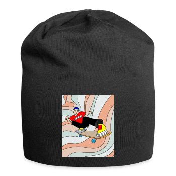 Retro Skateboarder & Skater Skateboard - Jersey-Beanie - Schwarz - Vorne