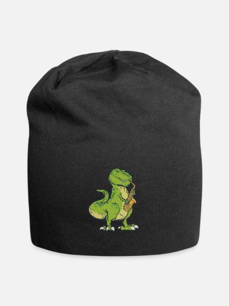 Funny Dinosaur playing the Saxophone Saxofon - Bonnet en jersey - noir