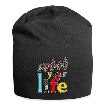 Color your life - mit Gebärdensprache - Jersey-Beanie - Schwarz - Vorne